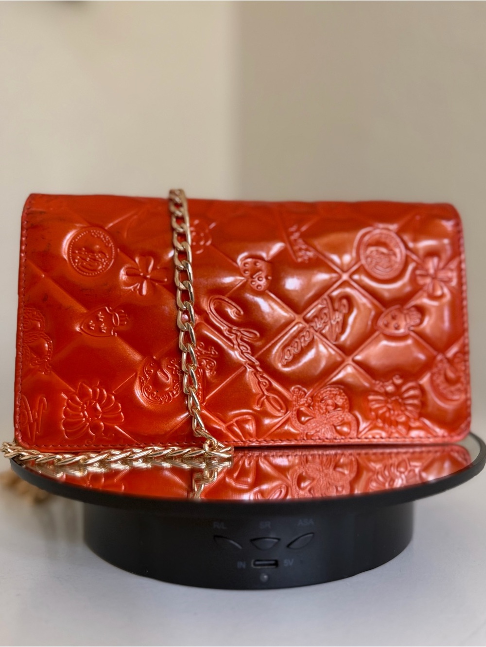 🍁 Chanel Lucky Symbols Yen Wallet Embossed Quilted Patent Long Clutch Bag Chain
